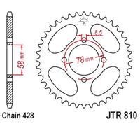 JT SPROCKETS Couronne acier standard 810 - 428