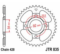 JT SPROCKETS Couronne acier standard 835 - 428
