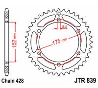 JT SPROCKETS Couronne acier standard 839 - 428