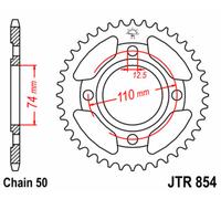 JT SPROCKETS Couronne acier standard 854 - 530