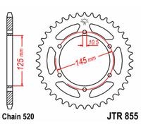 JT SPROCKETS Couronne acier standard 855 - 520