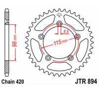 JT SPROCKETS Couronne acier standard 894 - 420