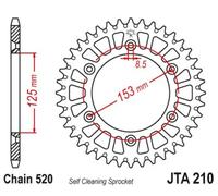 JT SPROCKETS Couronne aluminium ultra-light anti-boue 210 - 520