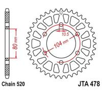 JT SPROCKETS Couronne aluminium ultra-light anti-boue 478 - 520