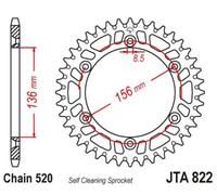 JT SPROCKETS Couronne aluminium ultra-light anti-boue 822 - 520