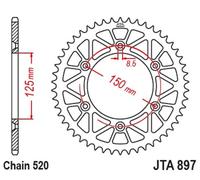 JT SPROCKETS Couronne Racelite aluminium noir 897 - 520