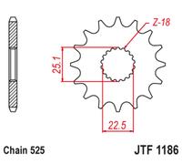 JT SPROCKETS Pignon Acier Anti-bruit 118 - 525