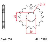 JT SPROCKETS Pignon acier anti-bruit 1180 - 530