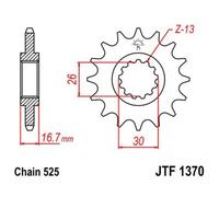 JT SPROCKETS Pignon acier anti-bruit 1370 - 525