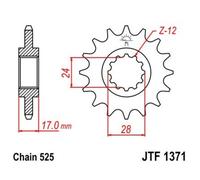 JT SPROCKETS Pignon acier anti-bruit 1371 - 525