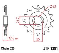 JT SPROCKETS Pignon Acier Anti-bruit 1381 - 520