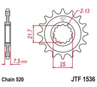 JT SPROCKETS Pignon Acier Anti-bruit 153 - 520