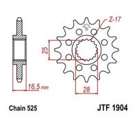 Jt Sprockets Pignon Acier Anti-Bruit 1904 - 525