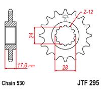 JT SPROCKETS Pignon acier anti-bruit 295 - 525