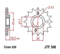 JT SPROCKETS Pignon acier anti-bruit 308 - 520