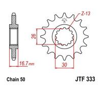 JT SPROCKETS Pignon acier anti-bruit 333 - 530