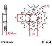 JT SPROCKETS Pignon Acier Anti-bruit 404 - 525