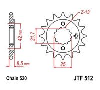 JT SPROCKETS Pignon acier anti-bruit - 520