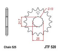 JT SPROCKETS Pignon acier anti-bruit 520 - 525