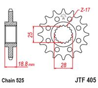 JT SPROCKETS Pignon acier anti-bruit 405 - 525