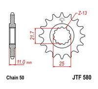 JT SPROCKETS Pignon acier anti-bruit 580 - 530