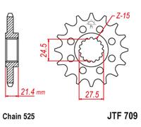 JT SPROCKETS Pignon acier anti-bruit 709 - 525