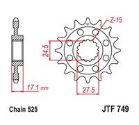 Jt Sprockets Pignon Acier Anti-Bruit 749 - 525