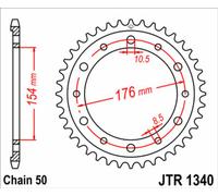 JT SPROCKETS Pignon arrière standard en acier 1340 - 525