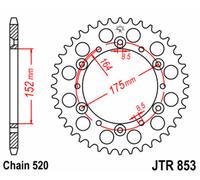 JT SPROCKETS Pignon arrière standard en acier 853 - 520
