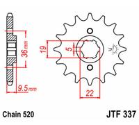 JT SPROCKETS Pignon avant standard en acier 337 - 520