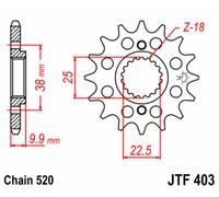 JT SPROCKETS Pignon avant standard en acier 403 - 520