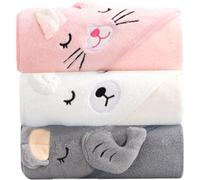 Bitong Serviette De Bain Capuche Bébé, Cape De Bain Bébé À Capuche, Serviette À Capuche pour Bébé, Lot De 3 Sortie De Bain Bébé, Serviette À Capuche pour Bébé, Extra Doux Absorbant, Cadeau Naissance