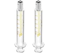 JT2D-Lot de 2 seringues en verre avec bouchons, seringue en verre réutilisable Luer Lock de 5 ml, échantillon de laboratoire pour laboratoire