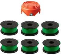 Lot de 6 bobines et fil compatibles avec Black Decker A6482 GL7033 GL8033 GL9035 et 1 capuchon de bobine de débroussailleuse