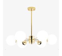 JT2D Nordique Lustre,contemporain E27 Dépoli Boule De Verre Antiquité Suspension Fer Pourgé Lustres Led Plafonnier Pour Salon Chambre Blanc 6 Lumières