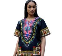 JTAPHRIQUE Chemise Dashiki, noire, chemise traditionnelle africaine Dashiki pour femmes et hommes, haut ethnique, coupe ample, confortable vêtements d'été africains, Noir , S