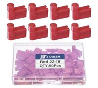 JTAREA 90 Degrés 0,5-1,5 mm² Entièrement Isolée Drapeau Terminal Nylon Cosses Electriques a Sertir Cosse de câble 22-18 AWG Connecteurs de Fils électriques Connecteur Electrique Rapide (Rouge 50)