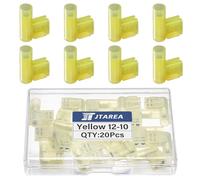 JTAREA 90 Degrés 4-6 mm² Entièrement Isolée Drapeau Terminal Nylon Cosses Electriques a Sertir Cosse de câble 12-10 AWG Connecteurs de Fils électriques Connecteur Electrique Rapide (Jaune 20)