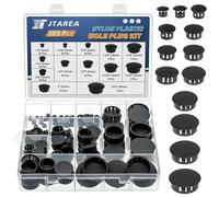 JTAREA Bouchons en Plastique Noir 13Tailles 6mm 8mm 10mm 13mm 16mm 19mm 22mm 25mm 28mm 30mm 32mm 35mm 38mm Cache Trou Meuble Obturateur Cache Trou Caches Trous Rond Kit pour Armoire Étagère
