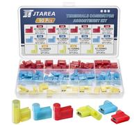 JTAREA Entièrement Isolée Drapeau Terminal 90 Degrés Nylon Cosses Electriques a Sertir Cosse de câble 22-18 16-14 12-10 AWG Connecteur Electrique Rapide (Rouge 40 Bleu 40 Jaune 10)