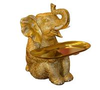 JTBDWOSK Elephant Decoration Key Bowl Statue avec Plateau en Acier Inoxydable Kulptur Figure Décoration Mode, Textile De Maison, Multifonction, Bureau Rangement Éléphant Bon comme Cadeau,d'or
