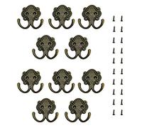 jtdeal 10Pcs Rétro Crochet Double Murale(53 x 38 mm), Crochets Patère/Support Mural Crochet Porte en Alliage de Zinc Vintage avec Vis pour Salle de Bain, Manteau, Chapeau et Cuisine(Bronze)