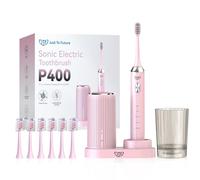 JTF Brosse à Dents Électrique Sonique avec Nettoyage et Séchage UV, 5 Modes de Nettoyage, 6 Têtes de Brosse de Rechange, Gobelet, Station de Charge Sans Fil, Rechargeable pour La Maison et Les(Rose)