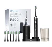 JTF Brosse à dents électrique sonique, avec nettoyage et séchage UV, station de charge sans fil, 5 modes de nettoyage, 6 têtes de brosse de rechange, gobelet, rechargeable pour la maison et les