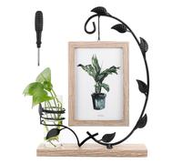 JTgugu 10x15cm Cadre Photo en Bois avec Vase et Support en Métal