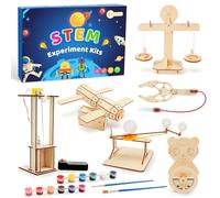 JTgugu 6 expériences pour enfants de 8 à 14 ans, kit électronique STEM éducatif, coffret d’expériences avec kit de construction en bois DIY, puzzle 3D jouet technologique cadeau pour garçons et filles
