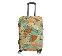 JTKBNVM Ancient Map World Globe Housse de bagage approuvée par la TSA Housse élastique lavable Housse de protection anti-rayures pour valise de 48,3 à 76,2 cm, blanc, M