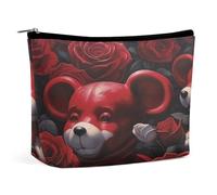 JTKBNVM Bear Among The Roses Trousse de maquillage pour femme - Étanche - Portable - Trousse de toilette de voyage - Grande pochette de maquillage portable pour le travail, style, taille unique, Style