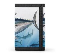 JTKBNVM Bluefin Tuna Thunnus Portefeuille à trois volets pour homme et femme Portefeuille fin à trois volets avec poche avant | Portefeuille polyvalent avec 8 emplacements pour cartes de crédit,