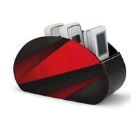 JTKBNVM Boîte de rangement en cuir rouge et noir pour télécommande, table de chevet, bureau, boîte de rangement à distance pour contrôleur, lunettes, lecteur multimédia, organiseur de bureau